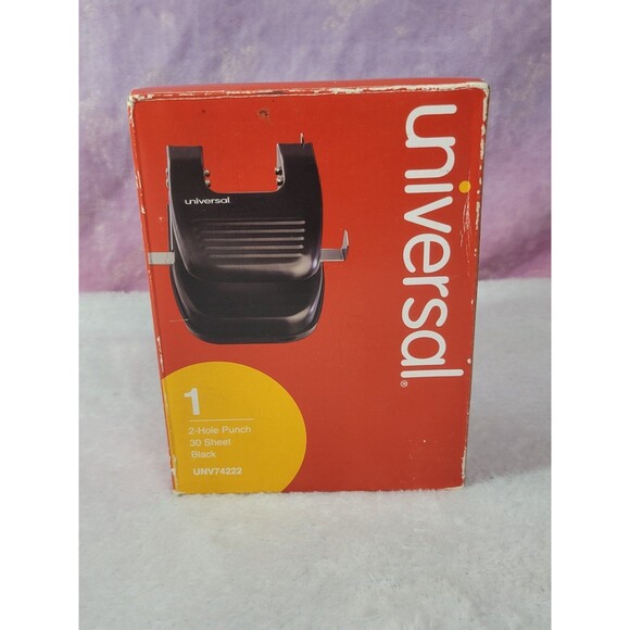 Universal 30-Sheet Two-Hole Punch, 9/32" Holes, Black -UNV74222 New - Picture 1 of 7
